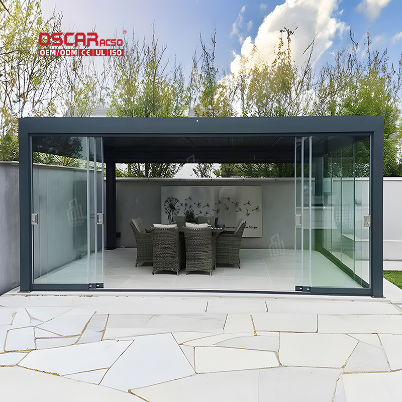pergola bioclimatic con vetri