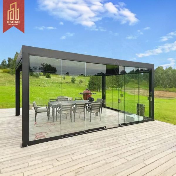 12X156Feet Louvered Waterproof Pergola Patio Cover Outdoor Garden Balcony with Adjustable Shading Ventilation Pergola