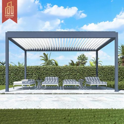 Xury Aluminum Terrace Garden Patio Cover Louvered Roof Canopy Outdoor Events Backyard Gatherings and Poolside Relaxation Pergola