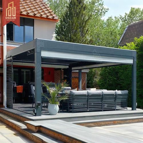 Ustomizable Waterproof Louver Blade Roof Pergola in Villa Settings Luxury Design Ideal Outdoor Events and Relaxing Spots Pergola