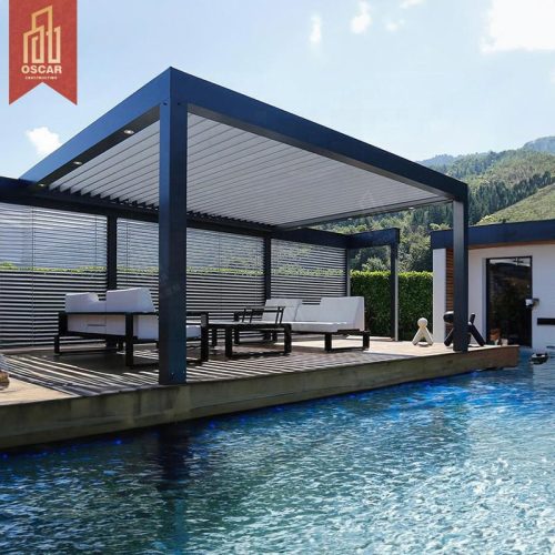 00% Waterproof Motorized Louvered Aluminium Roof Outdoor Leisure Garden Pergola Gazebo Ideal Backyard Patio and Poolside Pergola