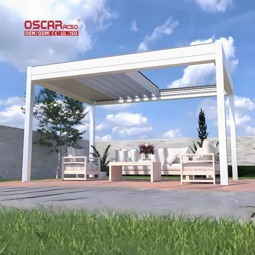 - Duty Waterproof Aluminium Pergola and Patio Gazebo with Motorized Roof System Garden Balcony Backyard Retractable Pergola
