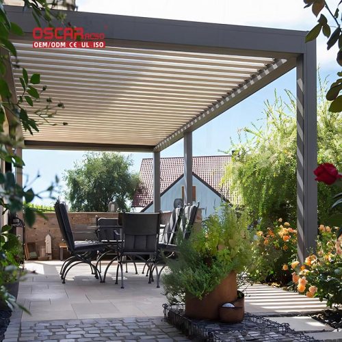 - Friendly Waterproof Louvered Roof Kits Outdoor Patio Garden Balcony Aluminum Bioclimatic Pergola System Retractable Pergola