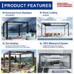 Aluminium Pergola with Modern Waterproof Automatic Motorized Rolling Roof Outdoor Patio Backyard Retractable Pergola