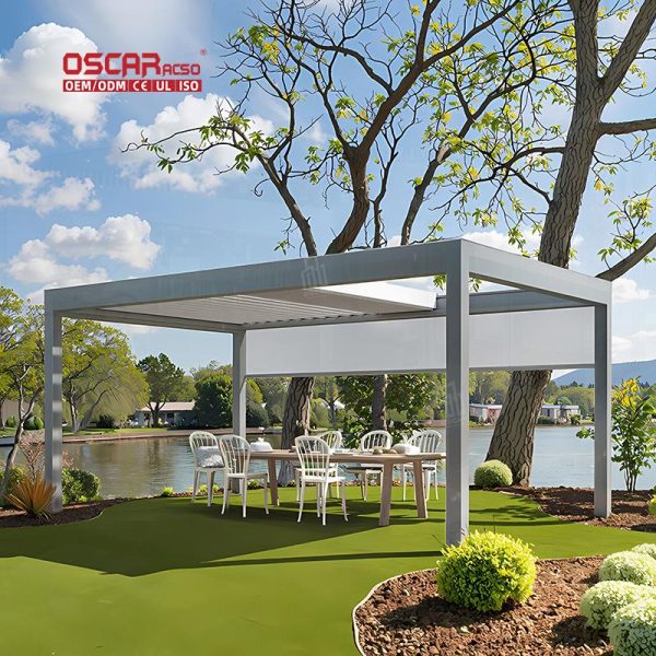 Outdoor Waterproof 3X3M 3X4M Motorized Louver Aluminum Bioclimatic Pergola Patio Garden Backyard Retractable Pergola