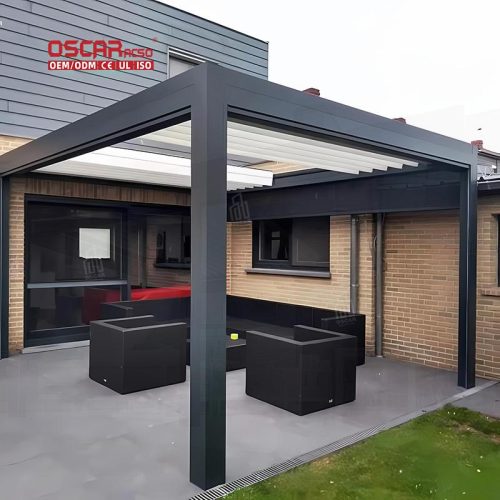 - Mounted Aluminium 2 - Post Shade Structure Patio Garden Balcony Providing Sun Protection and Ventilation Retractable Pergola