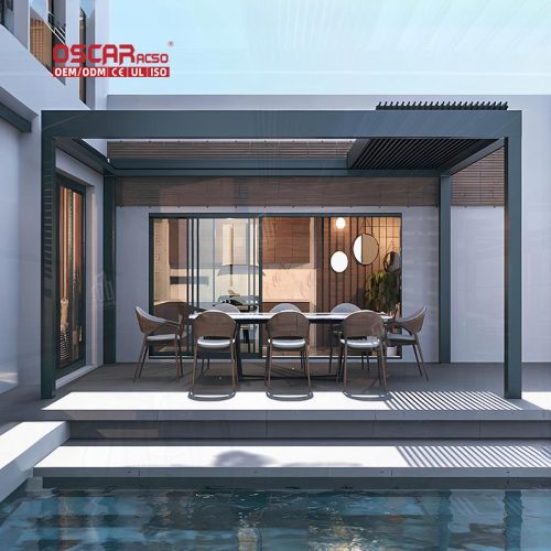 Hot Sale Waterproof Retractable Aluminum Louvered Roof Structure Backyard Patio Garden Outdoor Space Retractable Pergola