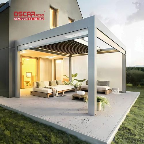 8-(1) - Resistant Light - Filtering Outdoor Shades Awning Garden Terrace Balcony Aluminium Shade Structures Retractable Pergola