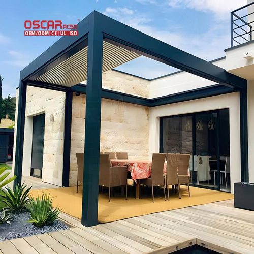 80-(1) - Resistant Light - Filtering Outdoor Shades Awning Garden Terrace Balcony Aluminium Shade Structures Retractable Pergola
