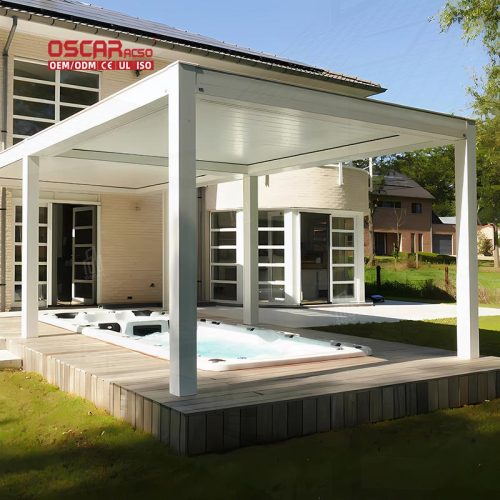 81-(4) - Changing Dimmable Led Strip Light Kit Outdoor Pergola Patio and Commercial Aluminium Louvre Structure Retractable Pergola