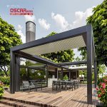 - Changing Dimmable Led Strip Light Kit Outdoor Pergola Patio and Commercial Aluminium Louvre Structure Retractable Pergola