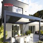 - Changing Dimmable Led Strip Light Kit Outdoor Pergola Patio and Commercial Aluminium Louvre Structure Retractable Pergola