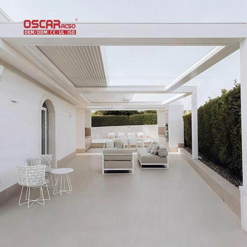 Outdoor Terrace and Garden with Trendy Design and Pergola  Like Structure Ideal Picnics and Gatherings Retractable Pergola