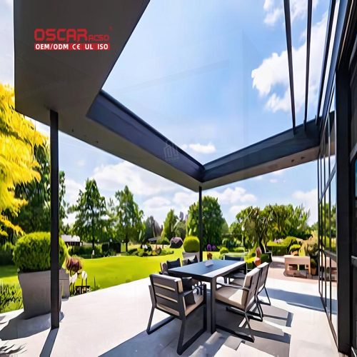 Aluminum Louvered Patio Roof Terrace with Led Lights Outdoor Dining Poolside Relaxing Garden Party Retractable Pergola