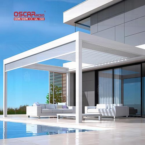 Easily Assembled Adjustable Aluminum Slats Louvered Roof Pergola Garden Patio Balcony Outdoor Sunshade Retractable Pergola