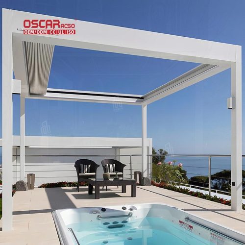 Easily Assembled Adjustable Louvered Aluminum Slats Roof Garden Outdoor Sunshade Patio Backyard Pergola Retractable Pergola