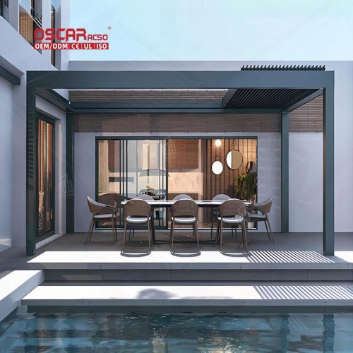 Factory Price Motorized Bioclimatic Outdoor Aluminium Pergolas Garden Patio Balcony Retractable Pergola