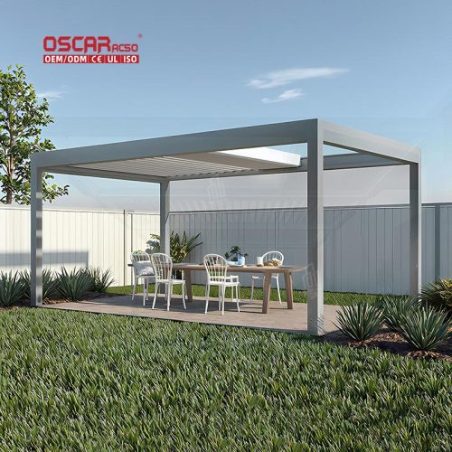 Size Waterproof Bioclimatic Outdoor Aluminum Louvered Roof Pergola with Heater Garden Patio Balcony Retractable Pergola