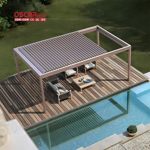 Modern Stylish Elegant Outdoor Canopy Gazebo Patio Garden Backyard Alum Sun Shade Outdoor Pergola Retractable Pergola