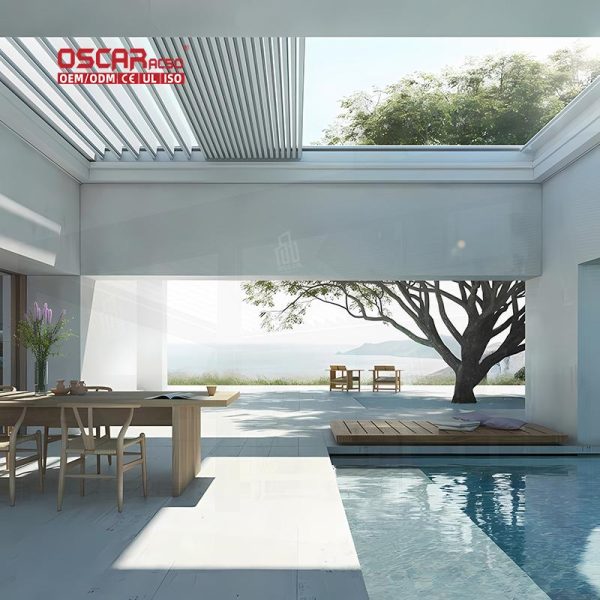 Remote  Controlled Customizable Louvered Roof Aluminium Kits Garden Patio and Backyard Outdoor Structure Retractable Pergola
