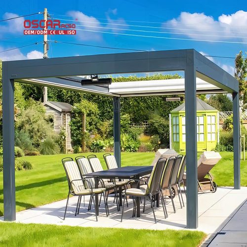 Hot Sale Waterproof Retractable Aluminum Louvered Structure Backyard Patio Garden Outdoor Retractable Pergola