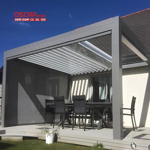 Coated 6005 Aluminum Alloy Motorised Outdoor Pergola Garden Patio Balcony Stylish Functional Furniture Set Retractable Pergola