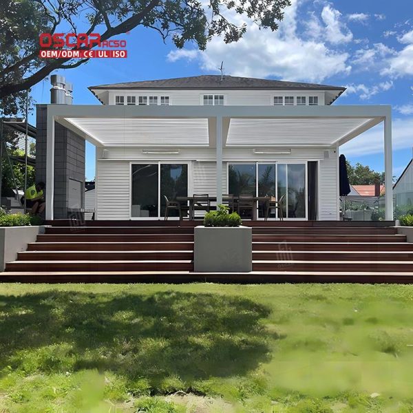 Waterproof Louvered Roof Garden Patio Balcony Outdoor Shading and Ventilating Bioclimatic Structure Retractable Pergola