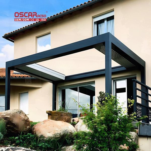 Weatherproof Biological Outdoor Louvered Aluminium Lean  To Pergola Easy Lifestyle Backyard Patio Garden Retractable Pergola