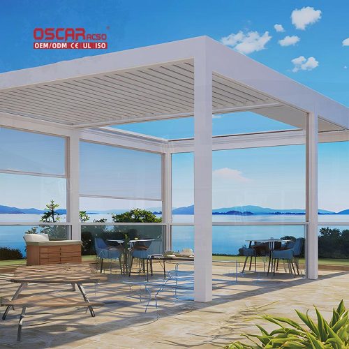 Aluminium Bioclimatic Biomecanic Patio Canopy Outdoor Shelter Garden Backyard Poolside 5X3 6X4 4X4 4X3 3X3M Retractable Pergola