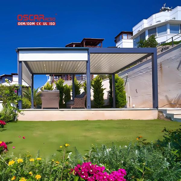 Waterproof Sun - Blocking Motorized Aluminium Louvres Outdoor Bioclimatic Pergola Patio Garden Balcony Retractable Pergola Waterproof Sun - Blocking Motorized Aluminium Louvres Outdoor Bioclimatic Pergola Patio Garden Balcony Retractable Pergola