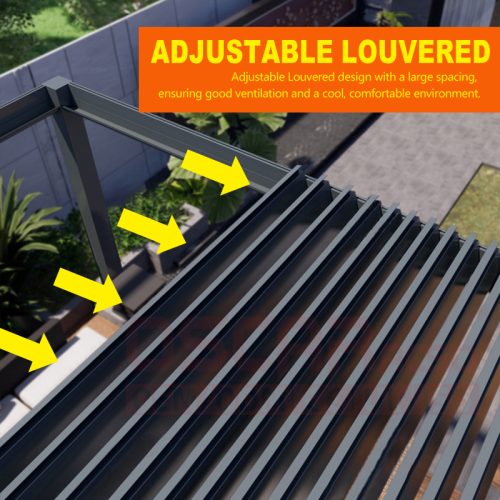 Easily Assembled Luxury Aluminum Louvered Metal Roof Pergola with Curtain Garden Patio Backyard Retractable Pergola