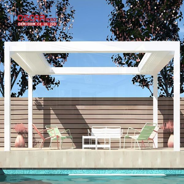 Louvered Roof System Sun Shading Waterproof Outdoor Pergola with Zipped Blinds Patio Garden Balcony Retractable Pergola Louvered Roof System Sun Shading Waterproof Outdoor Pergola with Zipped Blinds Patio Garden Balcony Retractable Pergola