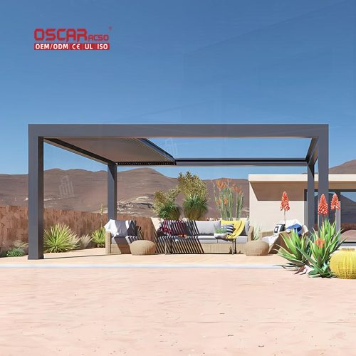 Motorized Retractable Aluminium Roof Louver Pergola Garden Patio Backyard Sustainable Eco - Friendly Retractable Pergola