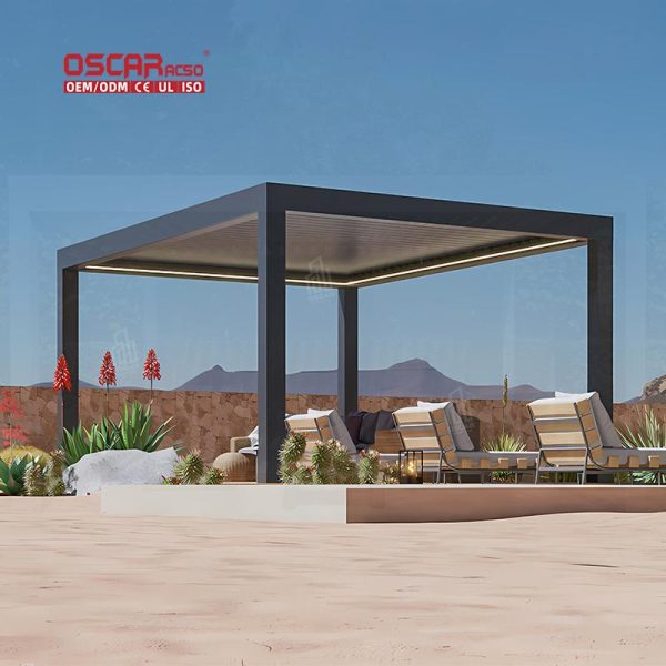 Modern Luxury Waterproof Opening Aluminum Louvered Roof Backyard Garden Patio Gazebo Awning Pergola Retractable Pergola