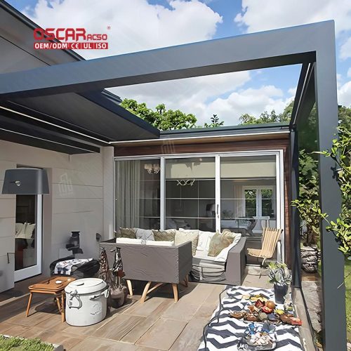 Outdoor Aluminium Louver Roof Electric Bioclimatic Garden Pergola and Gazebo Patio Backyard Terrace Retractable Pergola