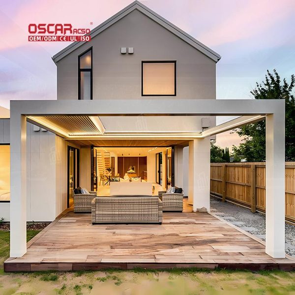 Ecofriendly Sustainable Garden Patio Rainproof Outdoor Motorized Louvered Pergola Backyard Terrace Balcony Retractable Pergola