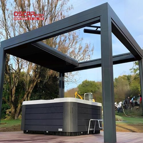 Motorized Adjustable Outdoor Waterproof Aluminium Louvered Structure Garden Patio Backyard Retractable Pergola