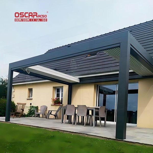 Wholesale Modern Outdoor Bioclimatic Aluminium Louvered Pergola Motorized Screen Garden Patio Backyard Retractable Pergola