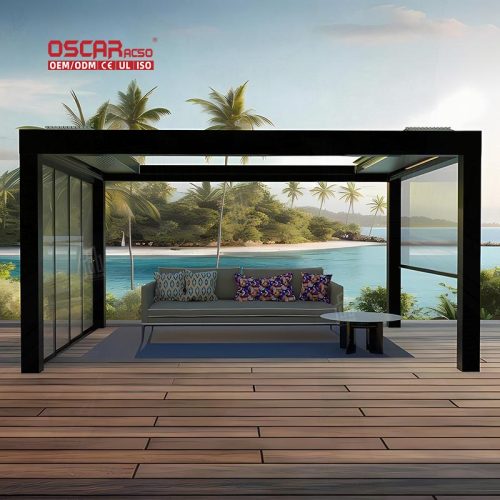 Electric Adjustable Bioclimatic Louvered Aluminum Gazebo Pergola Outdoor Gatherings Parties Relaxing Retractable Pergola