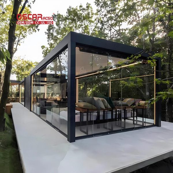 Motorised Louvre Pergola Adjustable Opening Closing Roof with Led Lighting Garden Patio Backyard Retractable Pergola Motorised Louvre Pergola Adjustable Opening Closing Roof with Led Lighting Garden Patio Backyard Retractable Pergola