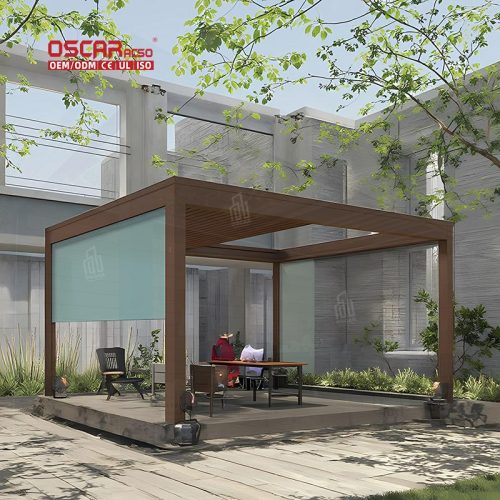 Outdoor Gazebo Aluminum Louvre Roof Modern Sunshade Bioclimatic Pergola Garden Patio Backyard 3X3 3X4 4X4 Retractable Pergola