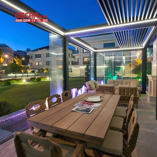 Operable Motorized Adjustable Removable Aluminium Louvre Pergola Garden Deck Outdoor Patio Retractable Pergola