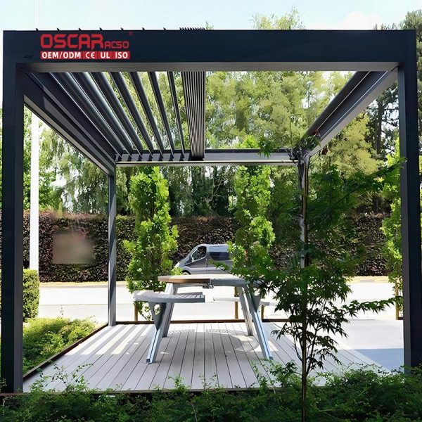 Aluminum Louvered Waterproof Outdoor Canopy Patio Balcony Garden Retractable Pergola