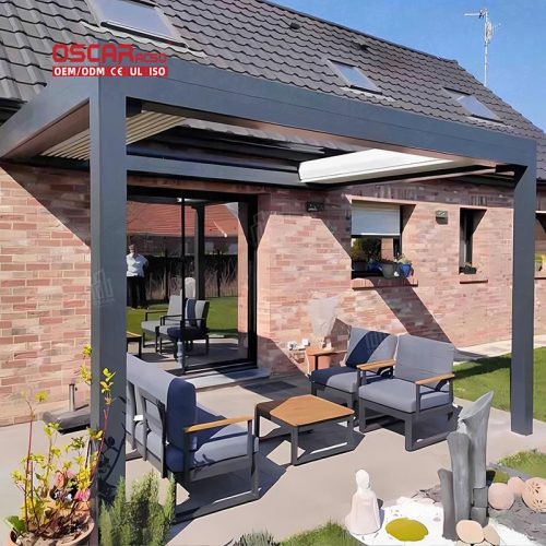 New Design Automatic Outdoor Aluminium Patio Gazebo with Opening Louvred Roof Gardens Patios Backyards Retractable Pergola
