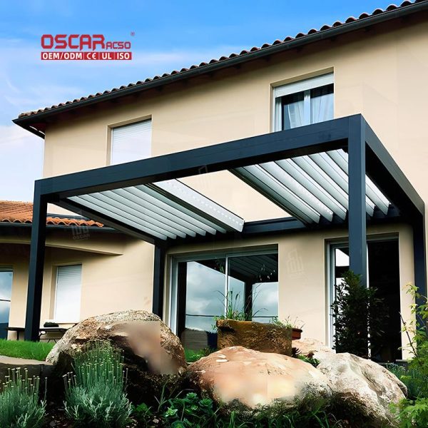 Remote Controlled Aluminium Louver Arch Garden and Patio Ideal Bioclimatic Spaces and Backyard Use Retractable Pergola Remote Controlled Aluminium Louver Arch Garden and Patio Ideal Bioclimatic Spaces and Backyard Use Retractable Pergola