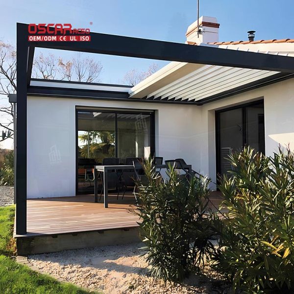 Designed Motorized Aluminum Bioclimatic Ceiling System Garden Outdoor Furniture in Backyard Patio Balcony Retractable Pergola