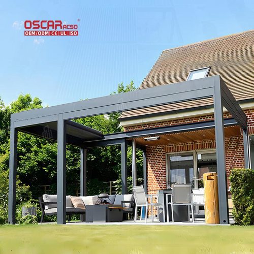 124-(3) Aluminum Bioclimatic Pergola Sets with Zipper Screen Outdoor Patio Garden Backyard Shading Protection Retractable Pergola