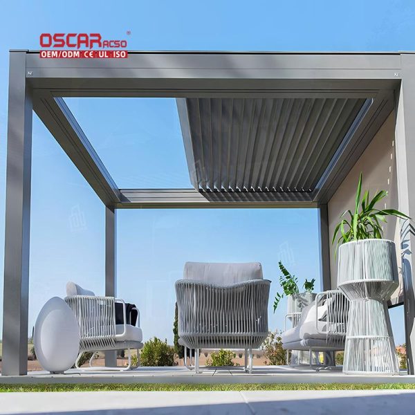 Motorized Bioclimatic Aluminium Louvered Roof Garden Pergola Backyard Patio Poolside Outdoor Space Retractable Pergola Motorized Bioclimatic Aluminium Louvered Roof Garden Pergola Backyard Patio Poolside Outdoor Space Retractable Pergola