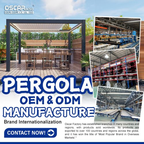 Patio Deck Louvered Electric Pergola Awning Gardens Balconies Yards Sustainable Bioclimatic Aluminum Retractable Pergola