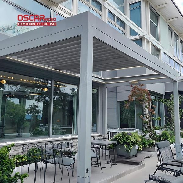 Waterproof Automatic Louvers Motorized Awning Systems with Rain Sensor Patio Garden Terrace Retractable Pergola Waterproof Automatic Louvers Motorized Awning Systems with Rain Sensor Patio Garden Terrace Retractable Pergola
